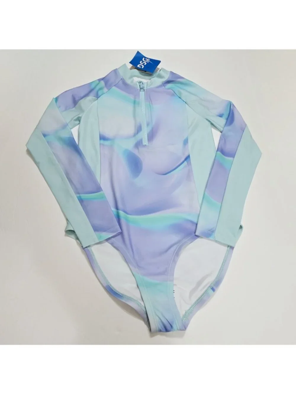 DSG - M Girls' Long Slve One Pc Rashguard +‎ Strappy Halter Swim Top Pink Purple
